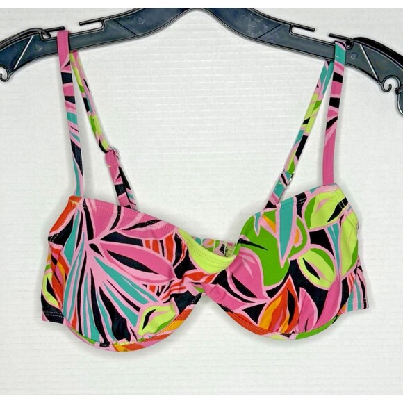 Wild Fable Multi-Colored Tropical Print Underwire Bralette Bikini Top Size Small - Picture 10 of 11